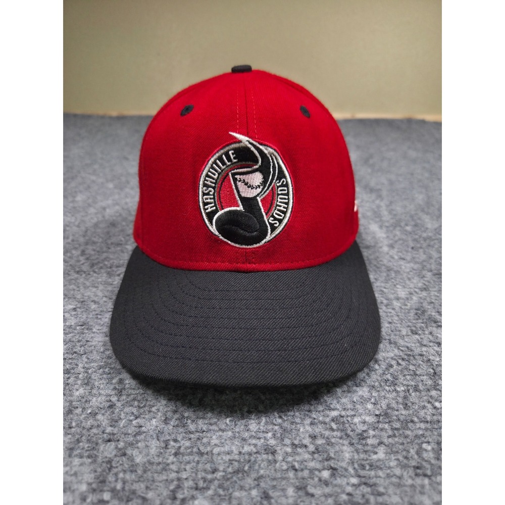 Vintage Nashville Sounds Hat Mens 7 3/8 New Era 59FIFTY MiLB Red Black Wool Y2K